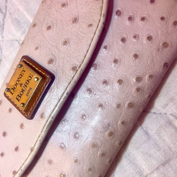 Dooney & Bourke leather snap fold ostrich Pink wallet Clutch purse - Picture 2 of 12